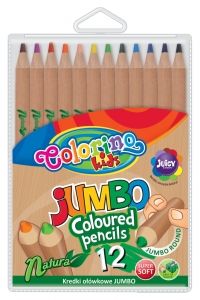 KREDKI OŁÓWKOWE JUMBO 12  KOLORÓW NATURALNE COLORINO KIDS