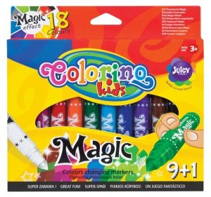 FLAMASTRY ZMIENIAJĄCE KOLOR 9+1 KOLORÓW COLORINO KIDS